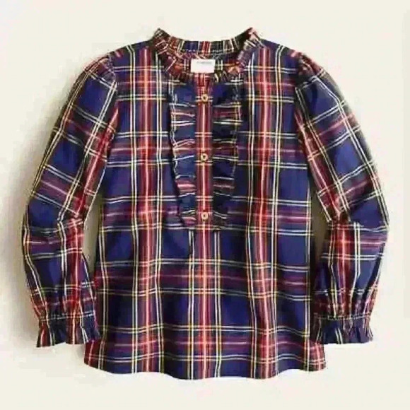Crew Cuts from Jcrew girls tartan top with ruffles size Large - Picture 1 of 3